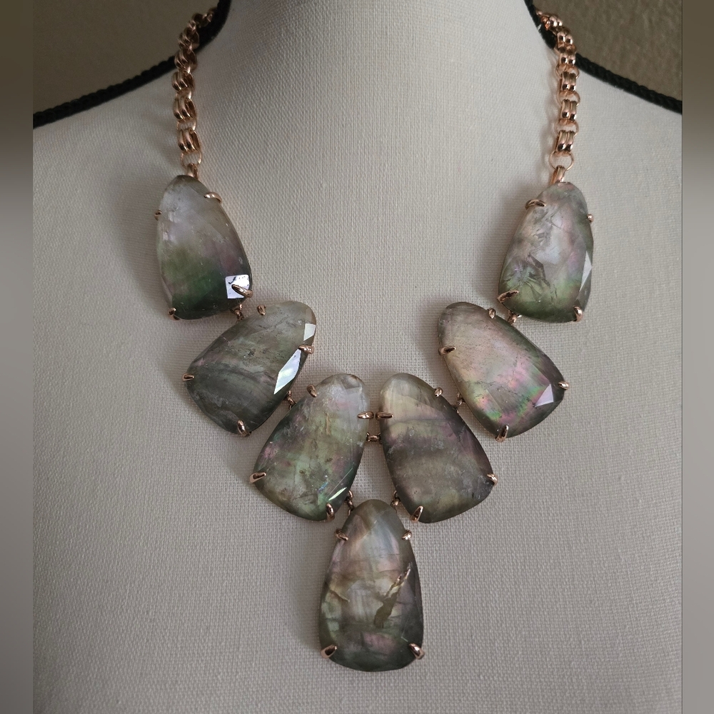 Kendra Scott Harlow Statement Necklace in Crystal Gray Illusion & Rose Gold